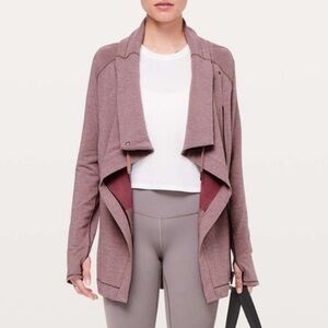 LULULEMON Coast Easy Heathered Misty Merlot 12 Asymmetrical Cardigan Sweater 12